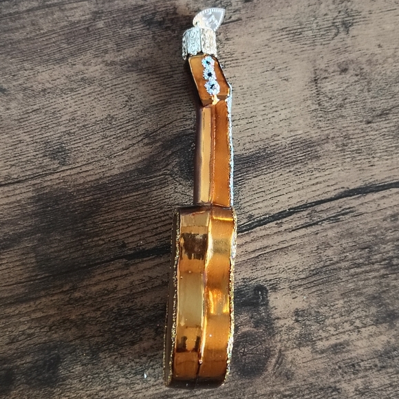 Old World Christmas Gold Guitar Ornament Glitter Music Instrument Ornament 38010 - Picture 8 of 17